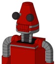 Red Mech With Cone Head And Toothy Mouth And Two Eyes