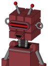 Red Mech With Cube Head And Happy Mouth And Visor Eye And Double Led Antenna Royalty Free Stock Photo