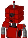 Red Mech With Cube Head And Sad Mouth And Black Cyclops Eye And Single Led Antenna Royalty Free Stock Photo