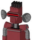 Red Mech With Cylinder Head And Speakers Mouth And Visor Eye And Pipe Hair