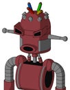 Red Mech With Dome Head And Round Mouth And Angry Eyes And Wire Hair