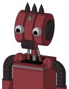 Red Mech With Multi-Toroid Head And Dark Tooth Mouth And Two Eyes And Three Dark Spikes