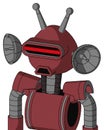 Red Mech With Rounded Head And Sad Mouth And Visor Eye And Double Antenna