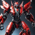 Red Mecha Robot in Dynamic Pose