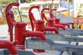 Red mechanical water pumps Royalty Free Stock Photo