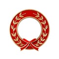 Red Medal Award with Gold Laurel Wreath and Free Space for Your Design. 3d Rendering Royalty Free Stock Photo