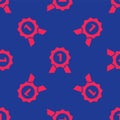 Red Medal icon isolated seamless pattern on blue background. Winner symbol. Vector Royalty Free Stock Photo