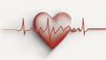 Red medical heartbeat line on heart shape Illustration color background. World heart concept Royalty Free Stock Photo