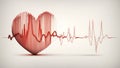 Red medical heartbeat line on heart shape Illustration color background. World heart concept Royalty Free Stock Photo