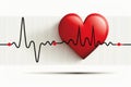 Red medical heartbeat line on heart shape Illustration color background. World heart concept Royalty Free Stock Photo