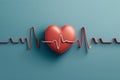 Red medical heartbeat line on heart shape Illustration color background. World heart concept Royalty Free Stock Photo