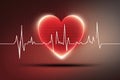 Red medical heartbeat line on heart shape Illustration color background. World heart concept Royalty Free Stock Photo