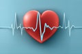 Red medical heartbeat line on heart shape Illustration color background. World heart concept Royalty Free Stock Photo