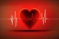 Red medical heartbeat line on heart shape Illustration color background. World heart concept Royalty Free Stock Photo