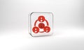 Red Meeting icon isolated on grey background. Business team meeting, discussion concept, analysis, content strategy Royalty Free Stock Photo