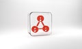 Red Meeting icon isolated on grey background. Business team meeting, discussion concept, analysis, content strategy Royalty Free Stock Photo