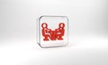 Red Meeting icon isolated on grey background. Business team meeting, discussion concept, analysis, content strategy Royalty Free Stock Photo