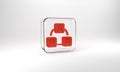 Red Meeting icon isolated on grey background. Business team meeting, discussion concept, analysis, content strategy Royalty Free Stock Photo