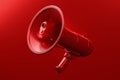 Red Megaphone with gun and bullet 3D rendering, Protest against crime violence concept poster and social banner horizontal design Royalty Free Stock Photo