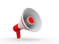 Red megaphone or loudspeaker in the design of information related to communication. 3d illustration