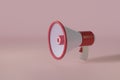 Red megaphone loudspeaker on a pink background. 3d render illustration Royalty Free Stock Photo