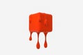 Red melting cube with liquid drop details, 3d rendering