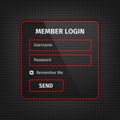 red member login ui on black background