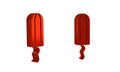 Red Menstruation and sanitary tampon icon isolated on transparent background. Feminine hygiene product.