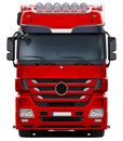 Red mercedes Actros truck front view. Royalty Free Stock Photo