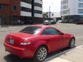 Red Mercedes-Benz SLK 350 coupe parked in Lima Royalty Free Stock Photo