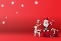 Red Merry Christmas Background with scene place your text.Xmas day and happy new year with winter season landscape by snowflakes. Royalty Free Stock Photo
