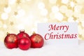 Red Merry Christmas balls card stars wishes Royalty Free Stock Photo