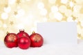 Red Merry Christmas balls card stars wishes copyspace Royalty Free Stock Photo