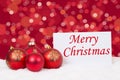 Red Merry Christmas balls card wishes Royalty Free Stock Photo