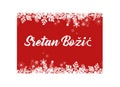 Red Merry Christmas in Croatian greeting card for web and print