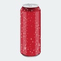 Red Metal Aluminum Beverage Drink with water drops. Mockup for Product Packaging. Energetic Drink Can 500ml, 0,5L. Royalty Free Stock Photo