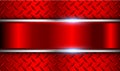 Red metal background, 3D shiny metallic design with diamond plate pattern, and glossy banner Royalty Free Stock Photo