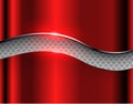 Red metal background with elegant shiny metallic waves