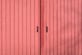 Red metal barn doors