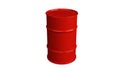 Red metal barrel for fuel and lubricants on an isolated background