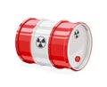 Red metal barrel for toxic and radioactive waste.