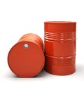 Red Metal barrels isolated Royalty Free Stock Photo