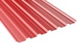 Red metal corrugated roof sheet stack. Royalty Free Stock Photo