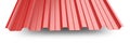 Red metal corrugated roof sheet stack - front view. Royalty Free Stock Photo