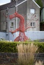Red metal dragon in Carmarthen in South West Wales Royalty Free Stock Photo