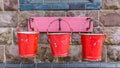 Red Metal Fire Buckets Royalty Free Stock Photo