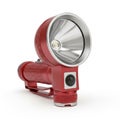 Red Metal Handheld Spotlight with Textured Grip and Reflective Reflector flashlight Royalty Free Stock Photo