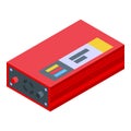 Red metal inverter icon isometric vector. Solar energy power