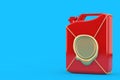 Red Metal Jerrycan with Golden Wax Seal with Free Space for Your Design. 3d Rendering Royalty Free Stock Photo