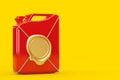 Red Metal Jerrycan with Golden Wax Seal with Free Space for Your Design. 3d Rendering Royalty Free Stock Photo